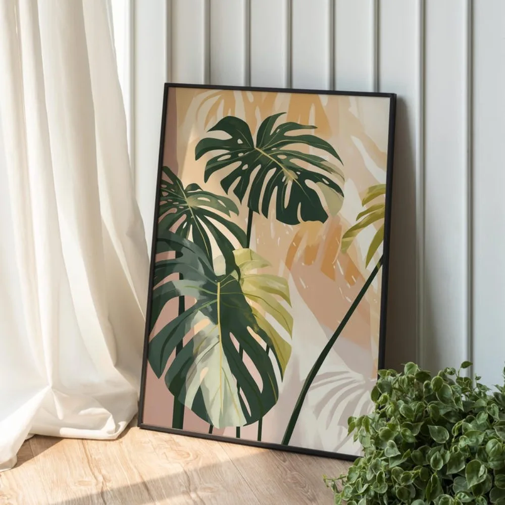 Plakat akwarelowe liście roślin - tryptyk botaniczny Wzór 4