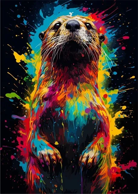 Plakat akwarelowe dzikie zwierzęta lew tygrys panda Brązowy