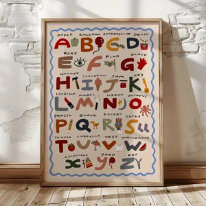 Plakat edukacyjny z alfabetem dla dzieci Wzór 1
