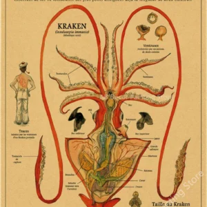 Plakat anatomia syreny - vintage kraft Wzór 1