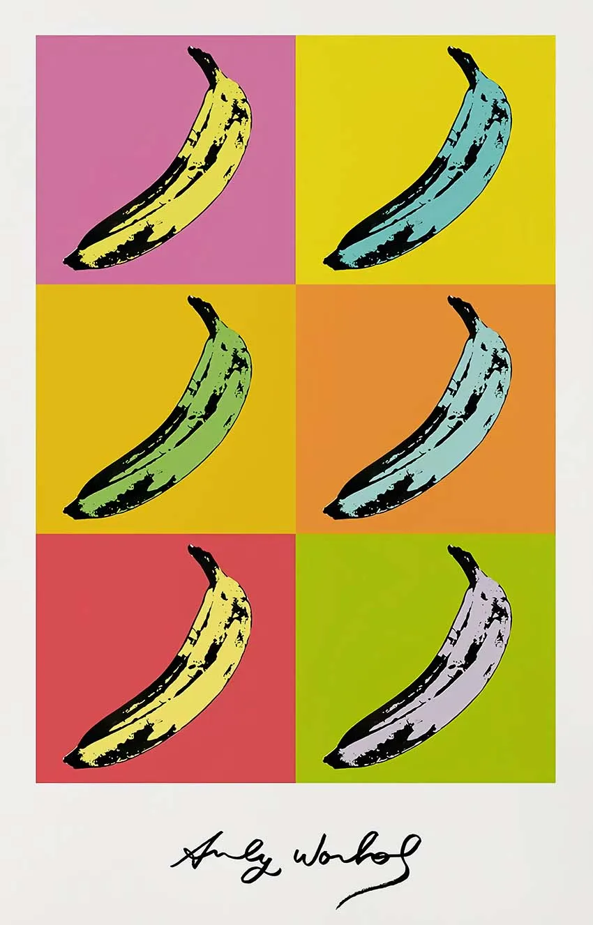 Plakat Andy Warhol – banan pop-art Ciemny szary