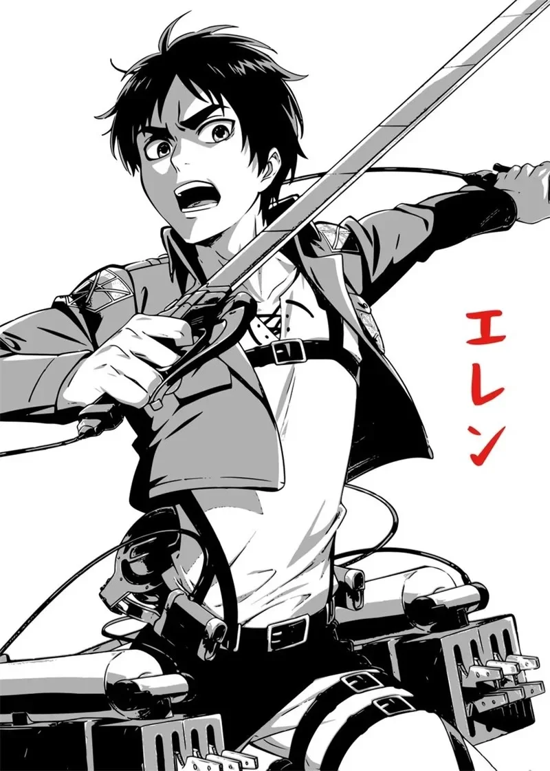Plakat Anime Czarno-Biały na Płótnie Wzór 2