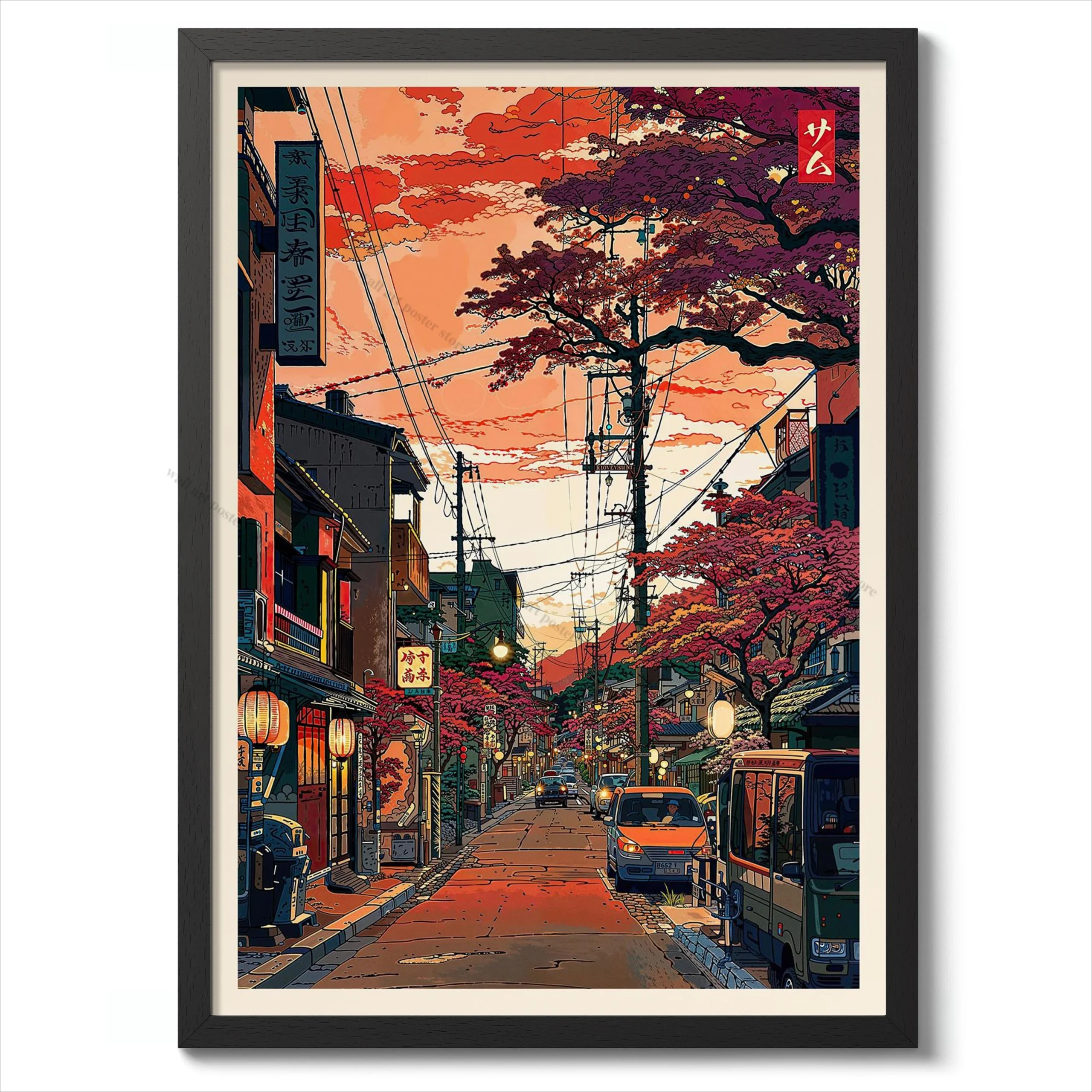 Plakat anime - deszczowe Tokio Wzór 5