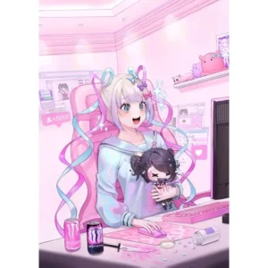 Plakat anime - dziewczyna w stylu kawaii Jasnoszary