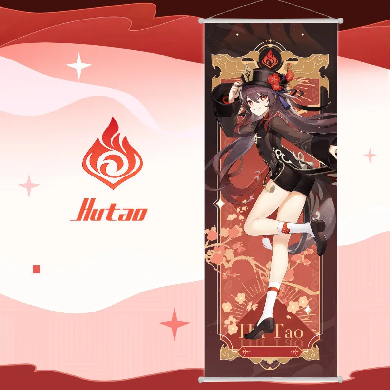 Plakat anime Genshin Impact - postacie Hu tao