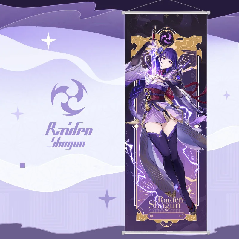 Plakat anime Genshin Impact - postacie Raiden shogun