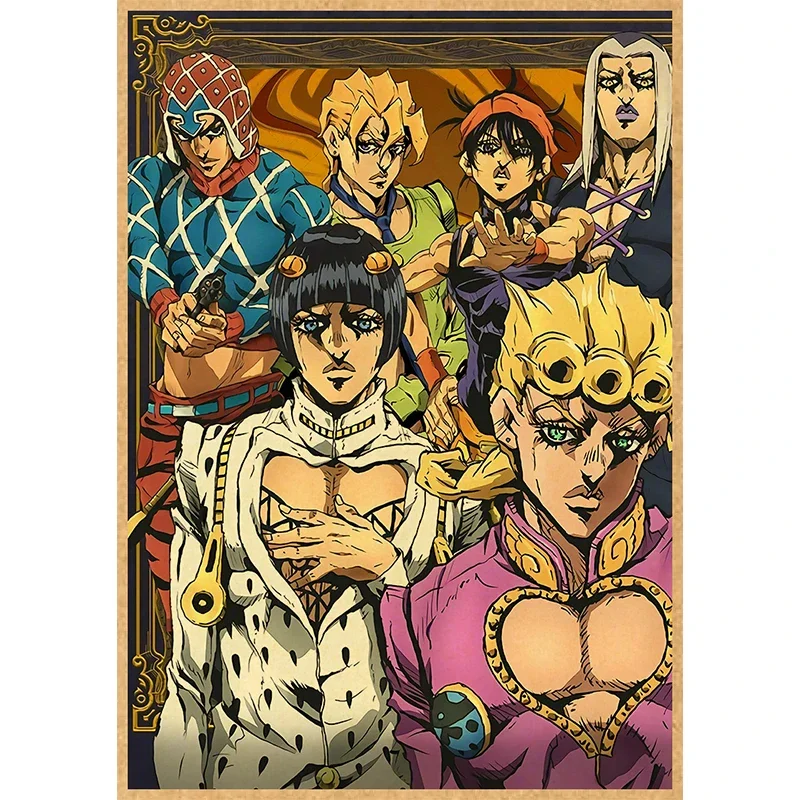 Plakat anime JoJo's Bizarre Adventure - vintage Srebrny