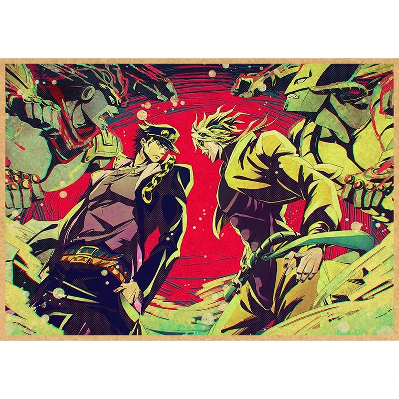 Plakat anime JoJo's Bizarre Adventure - vintage Szary