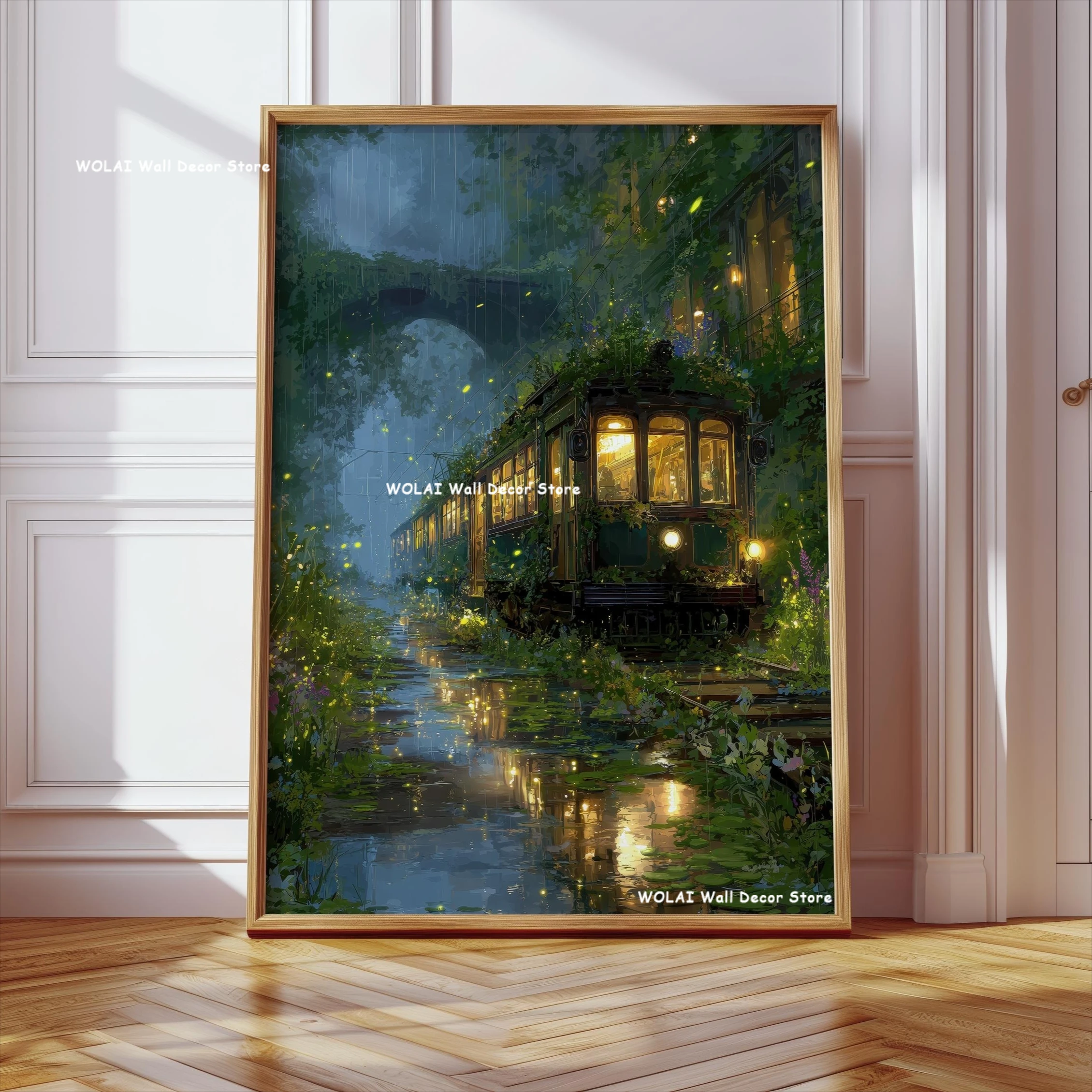 Plakat anime - kawiarnia i rower w stylu Ghibli Jasny