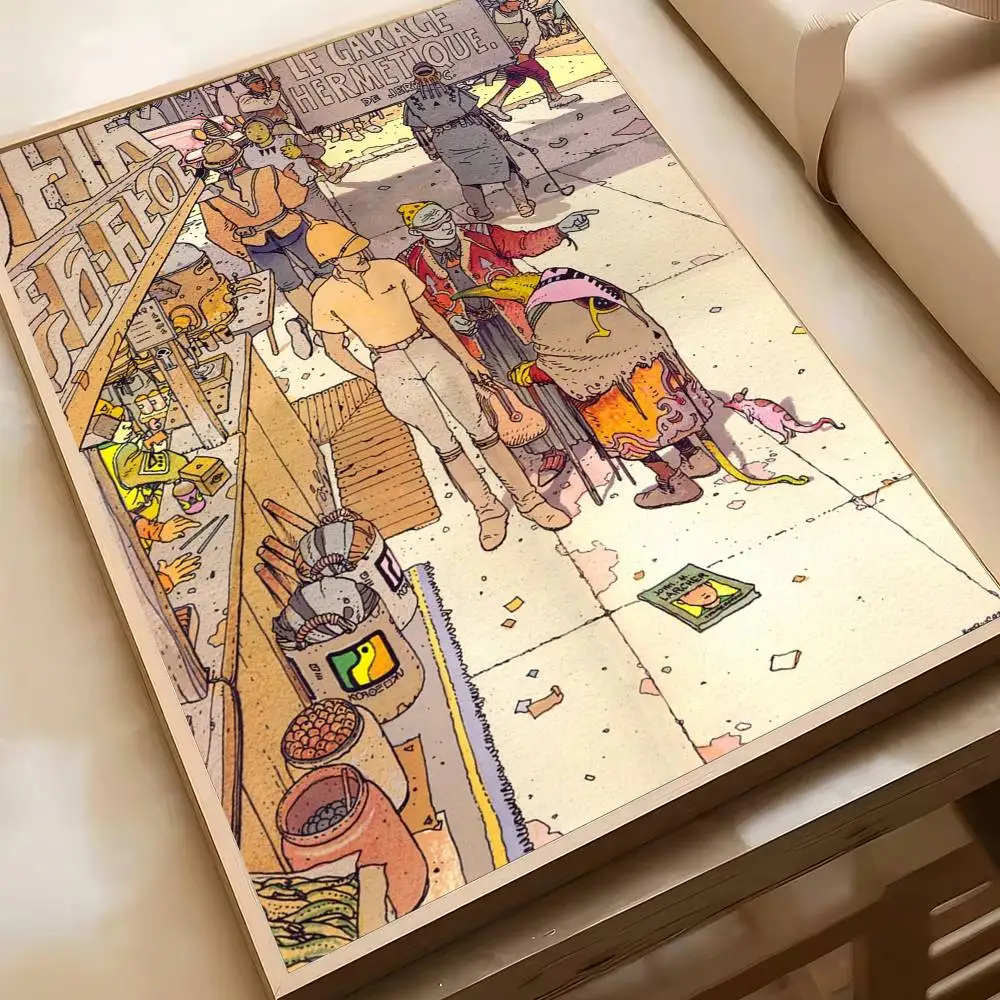 Plakat z grafiką anime i komiksu w stylu retro Hei 4
