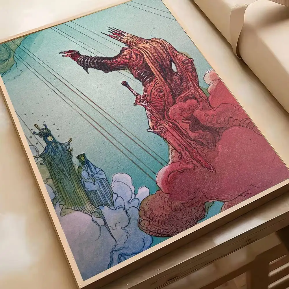 Plakat z grafiką anime i komiksu w stylu retro Hei 8