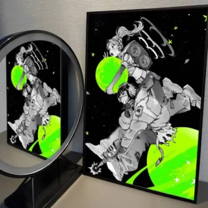 Plakat w stylu anime - estetyka mangi Brązowy