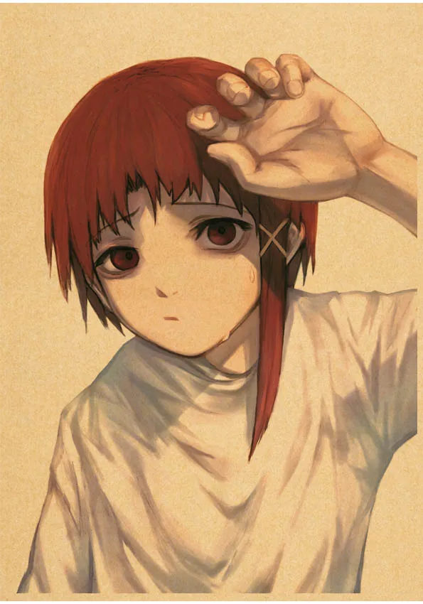 Plakat anime Serial Experiments Lain Biały