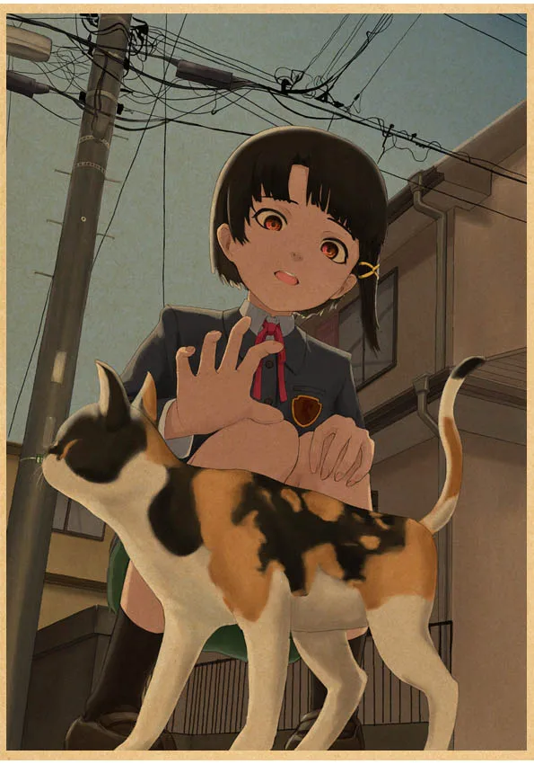 Plakat anime Serial Experiments Lain Jasnozielony