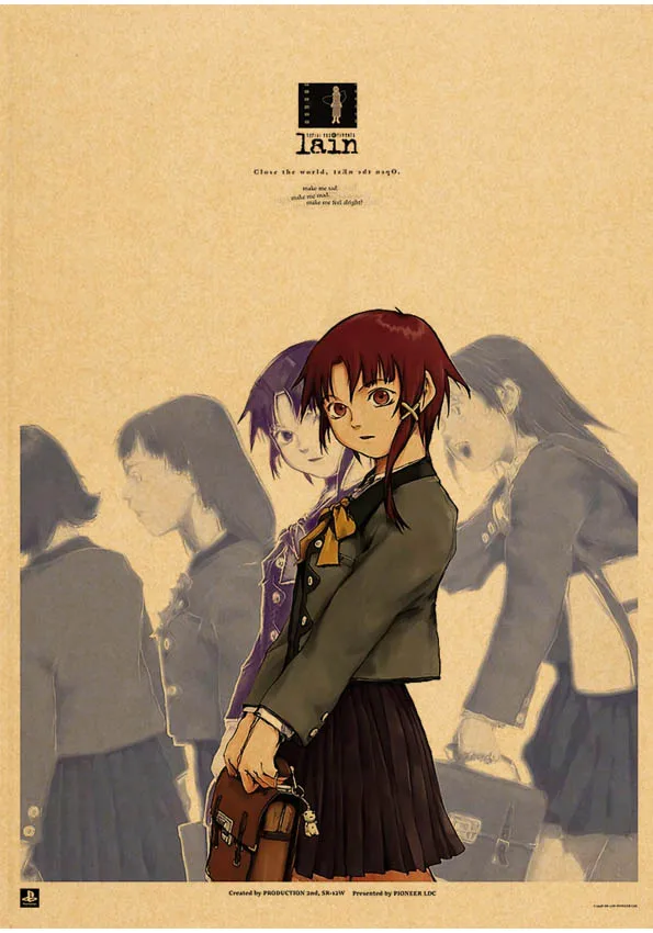 Plakat anime Serial Experiments Lain Niebieski
