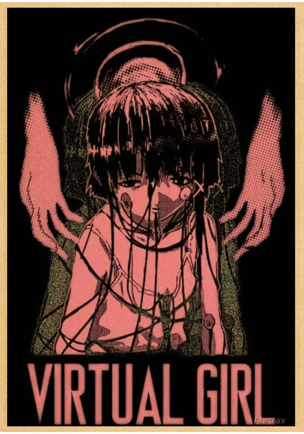Plakat anime Serial Experiments Lain Zielony