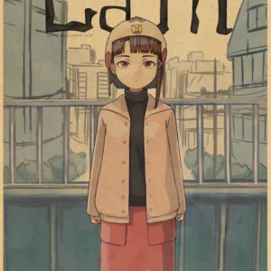 Plakat anime Serial Experiments Lain żółty