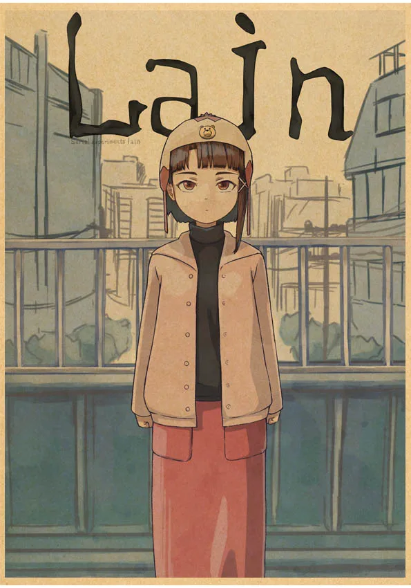 Plakat anime Serial Experiments Lain żółty