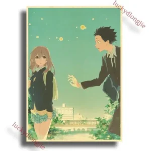 Plakat anime A Silent Voice w stylu retro Wzór 1