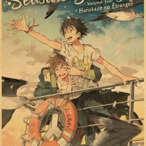 Umibe No Etranger - plakat anime w stylu retro śliwka