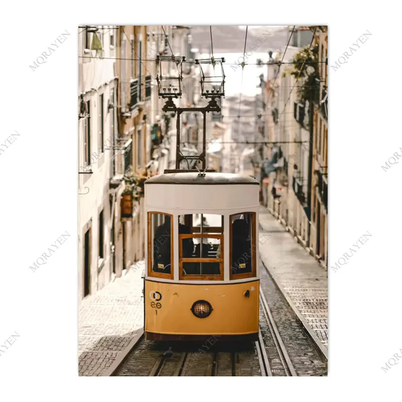 Apulia Włochy - plakat boho z architekturą i tramwajem Wzór 3