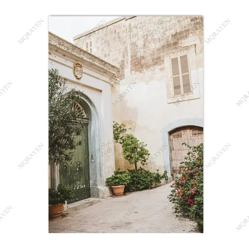 Apulia Włochy - plakat boho z architekturą i tramwajem Wzór 4