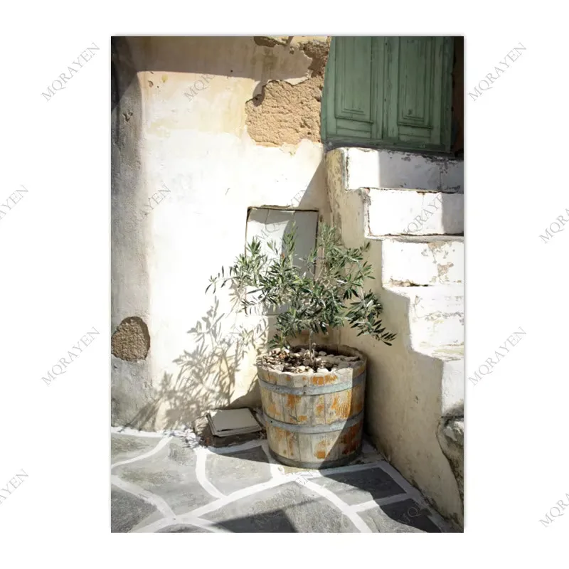 Apulia Włochy - plakat boho z architekturą i tramwajem Wzór 7