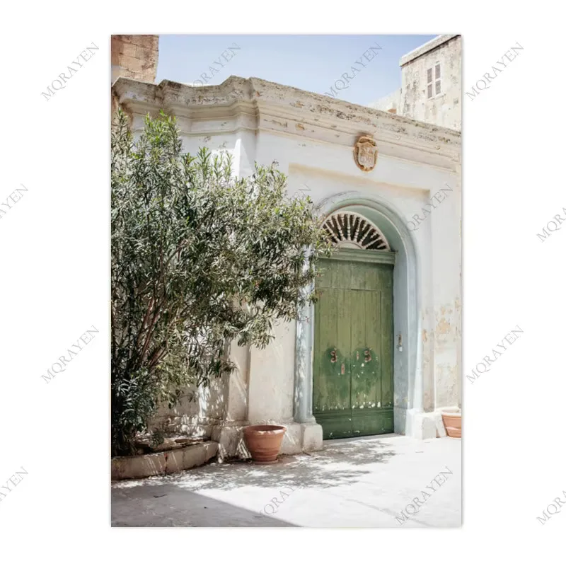 Apulia Włochy - plakat boho z architekturą i tramwajem Wzór 8