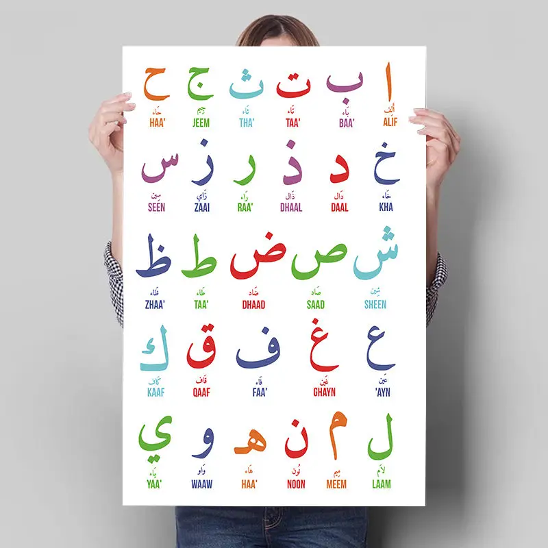Plakat arabski alfabet i cyfry do pokoju dziecięcego Wzór 2