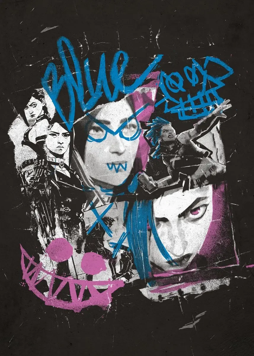 Arcane - plakat z postaciami Jinx i Vi Wzór 5