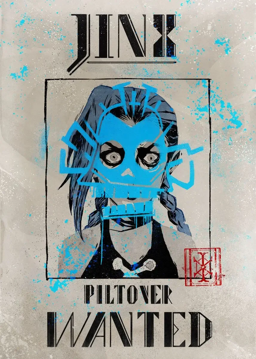 Arcane - plakat z postaciami Jinx i Vi Wzór 6