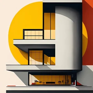 Plakat architektura Bauhaus Fallingwater Pomarańczowy