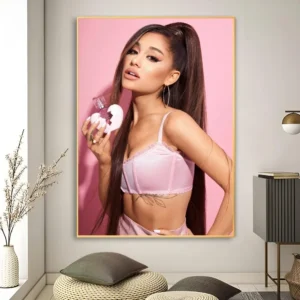 Plakat muzyczny Ariana Grande - retro print Różowy