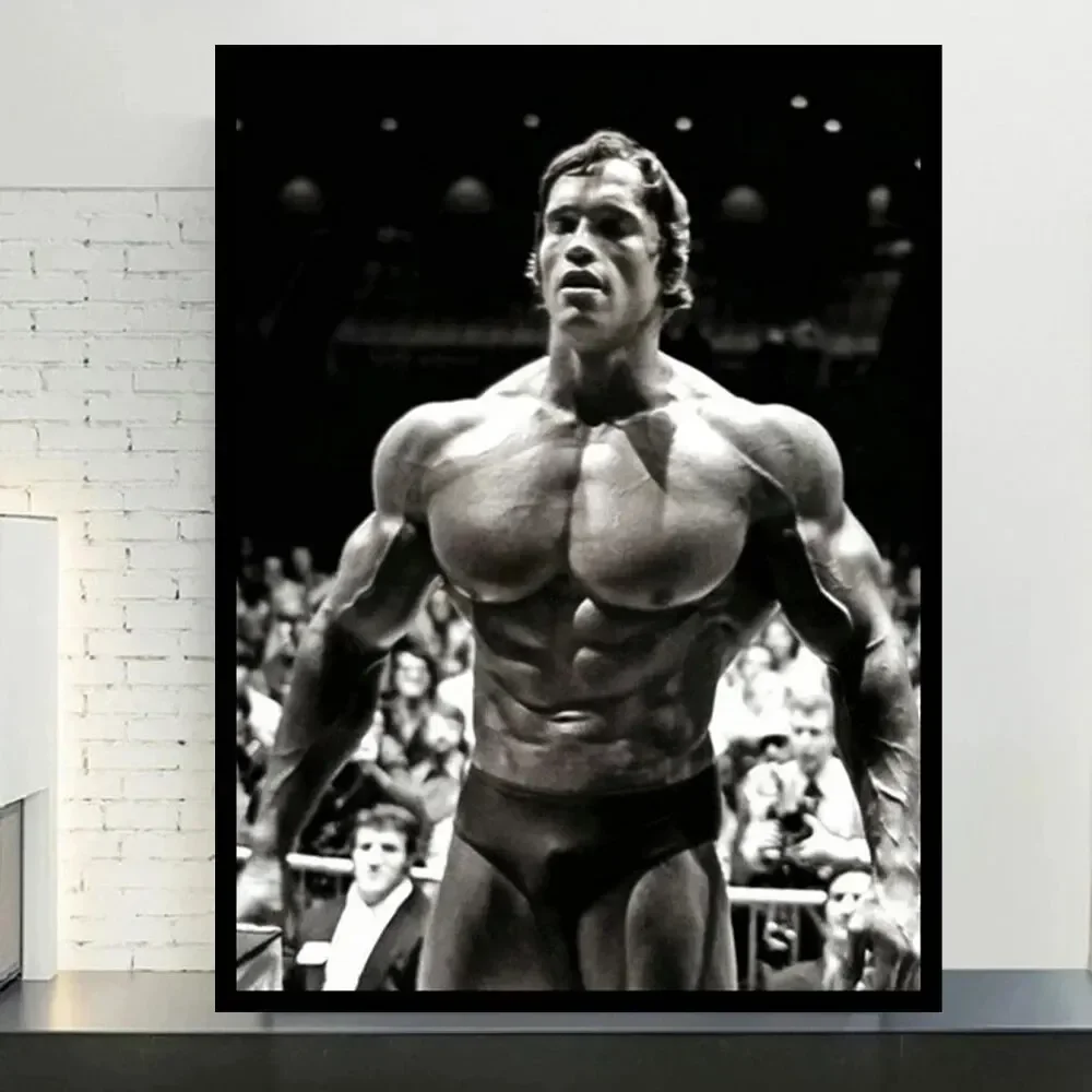 Plakat Arnold Schwarzenegger cytat motywacyjny Biały