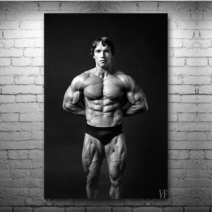 Plakat Arnold Schwarzenegger cytat motywacyjny Burgundia