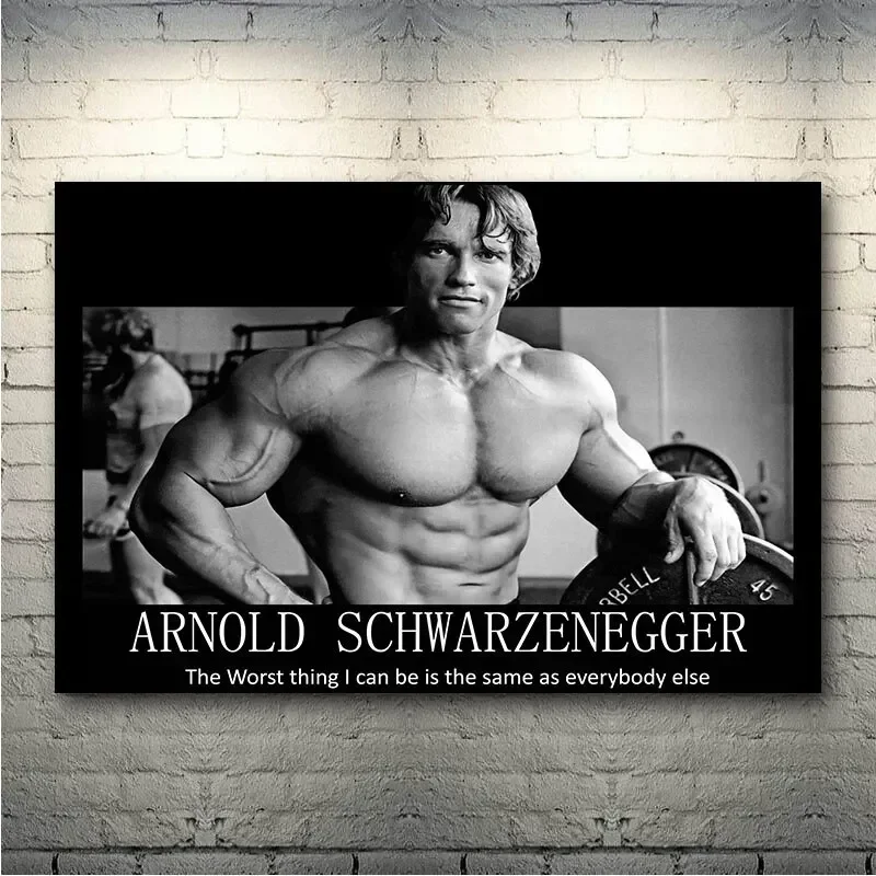 Plakat Arnold Schwarzenegger cytat motywacyjny Khaki