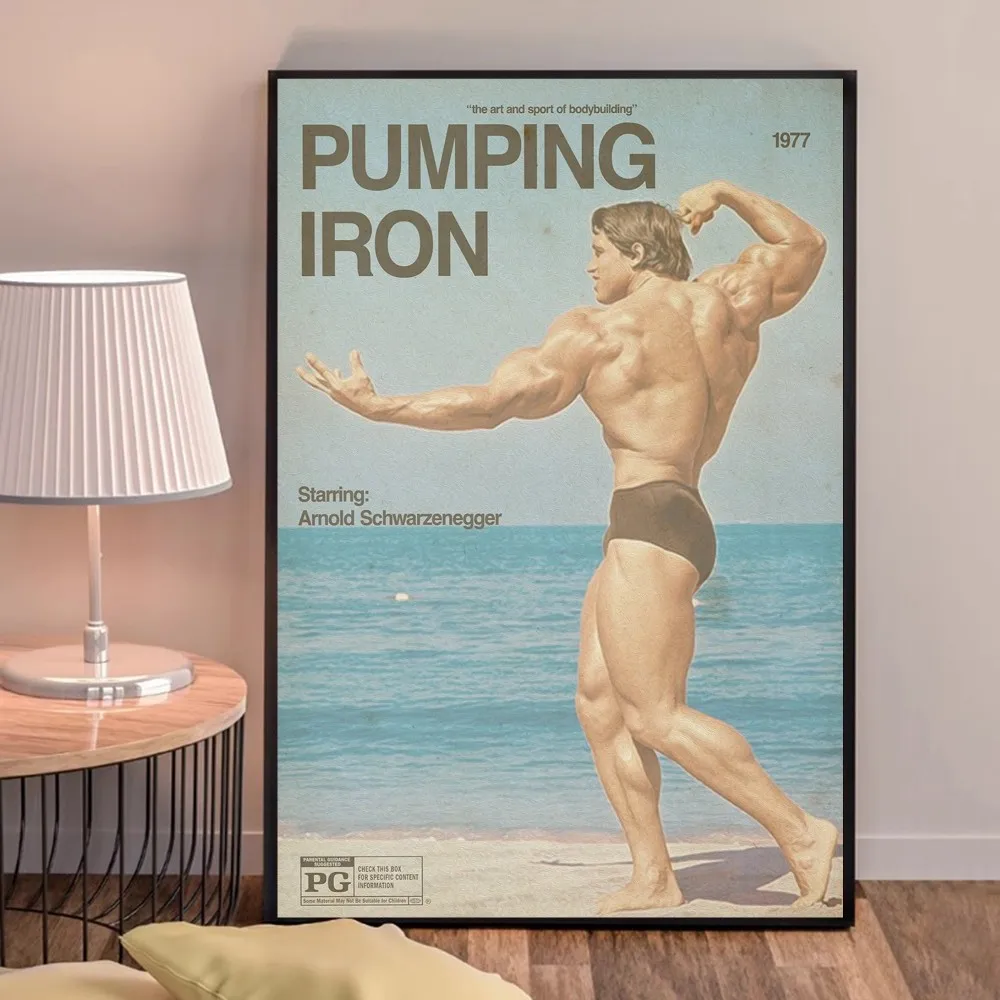 Plakat Arnold Schwarzenegger fitness vintage Brązowy