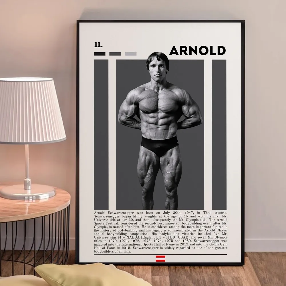 Plakat Arnold Schwarzenegger fitness vintage Jasnoszary