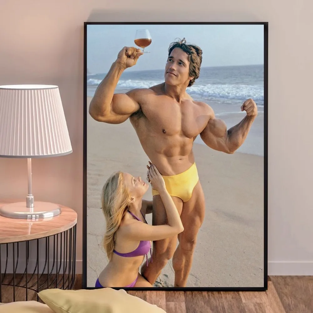 Plakat Arnold Schwarzenegger fitness vintage śliwka