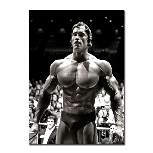 Plakat Arnold Schwarzenegger - motywacja fitness Biały