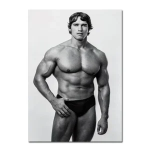Plakat Arnold Schwarzenegger - motywacja fitness Fioletowy