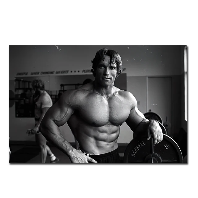 Plakat Arnold Schwarzenegger - motywacja fitness Granatowy
