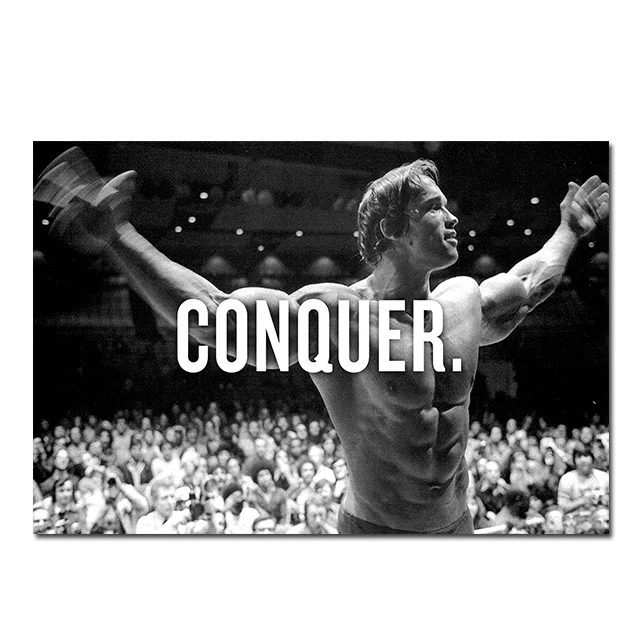 Plakat Arnold Schwarzenegger - motywacja fitness Jasnoszary