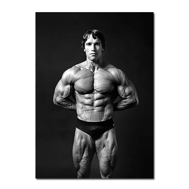 Plakat Arnold Schwarzenegger - motywacja fitness żółty