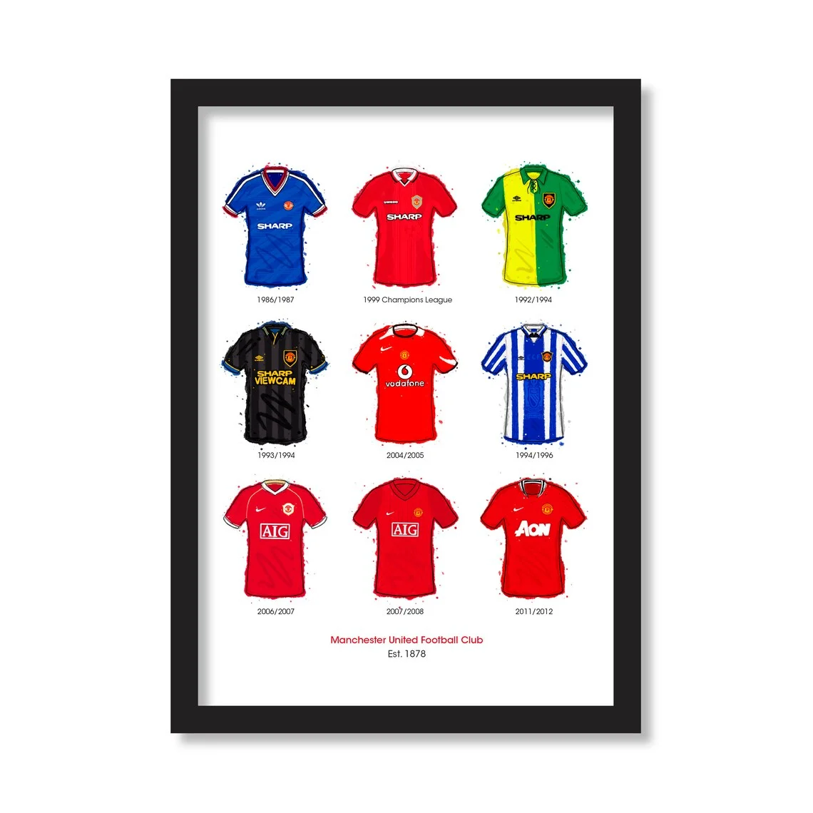 Plakat Arsenal 2025/2026 - kolaż koszulek graczy Wzór 3