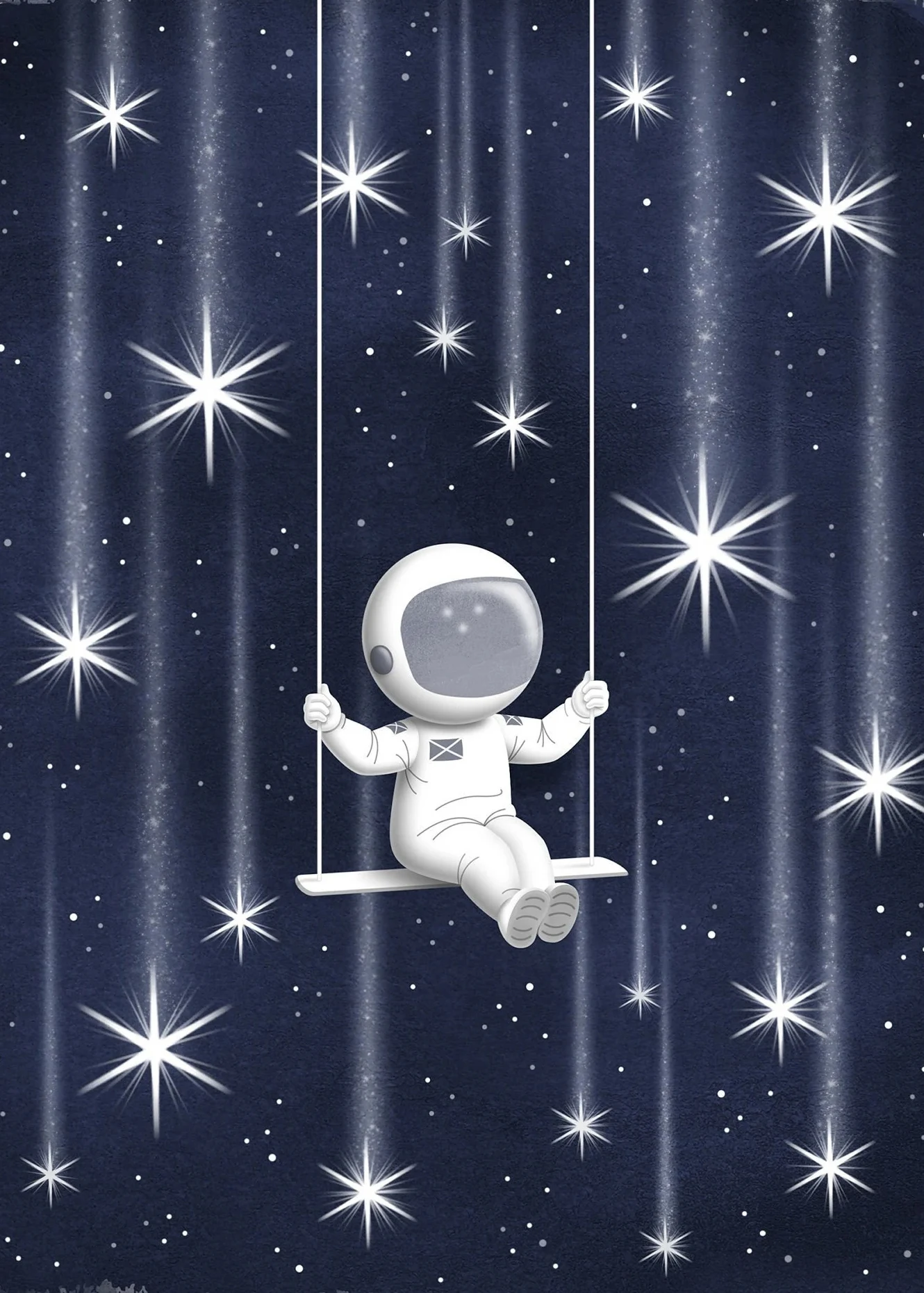 Plakat astronauta i gwiazdy do pokoju dziecięcego Ciemny szary