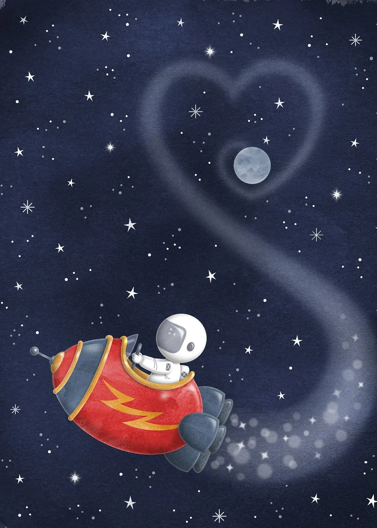 Plakat astronauta i gwiazdy do pokoju dziecięcego Fioletowy