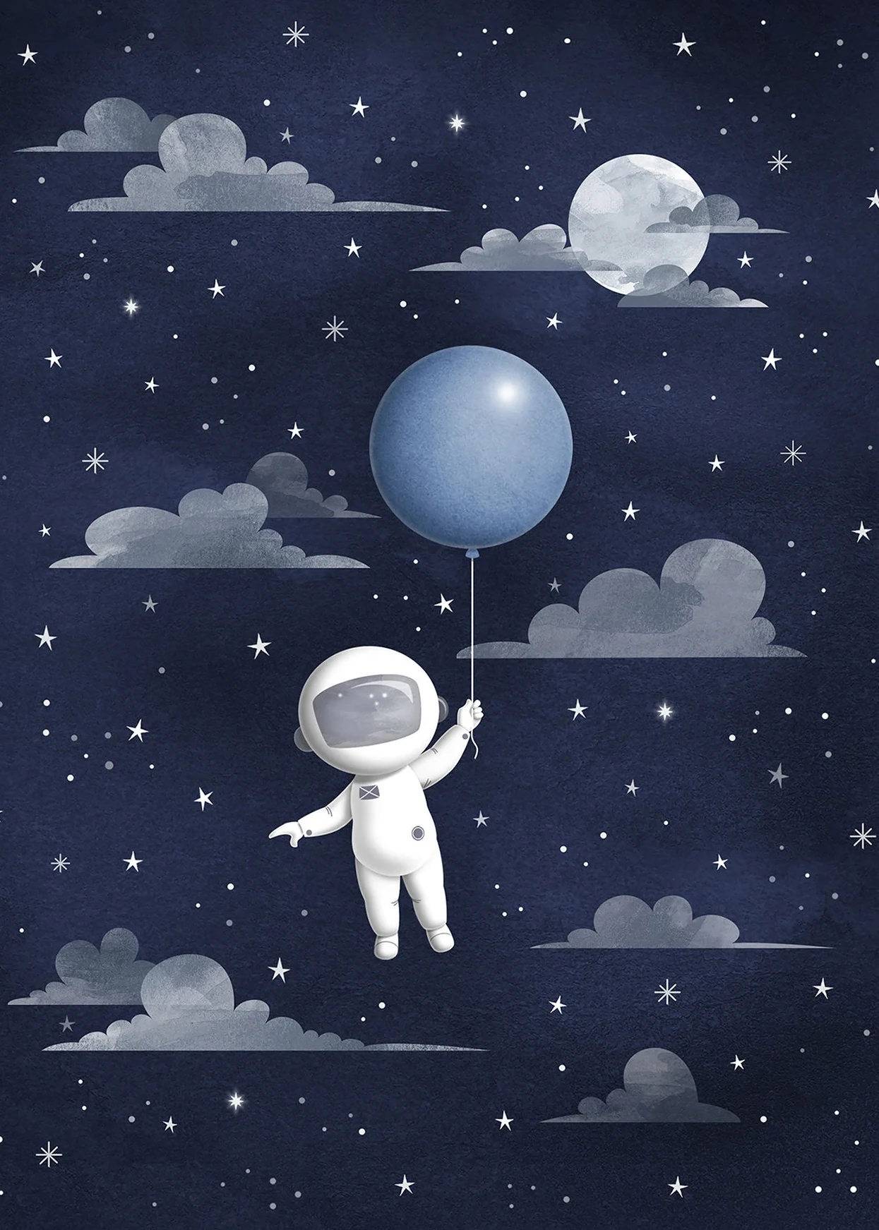 Plakat astronauta i gwiazdy do pokoju dziecięcego Fioletowy/фиолетовый