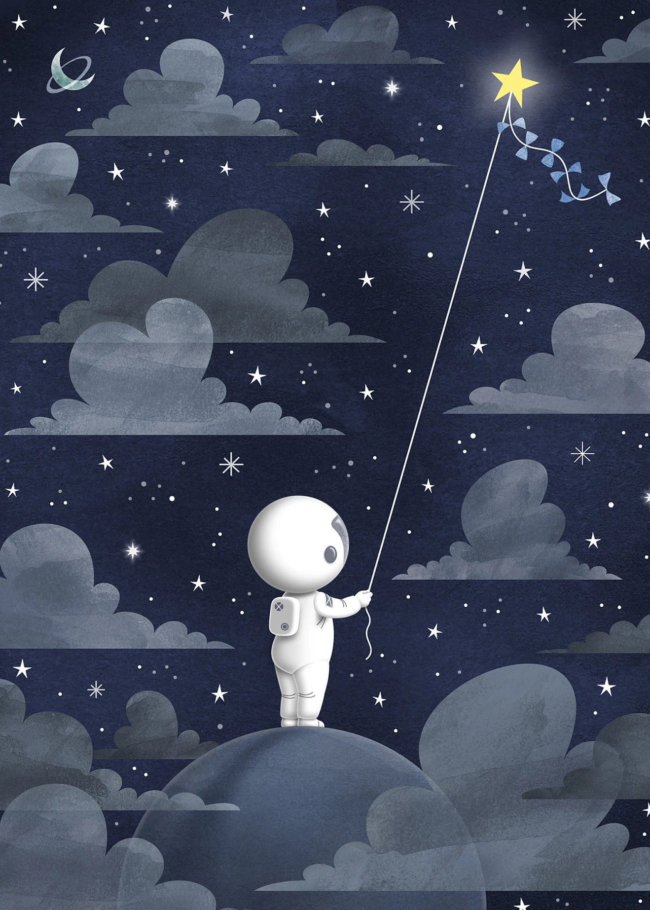 Plakat astronauta i gwiazdy do pokoju dziecięcego Jasnoszary