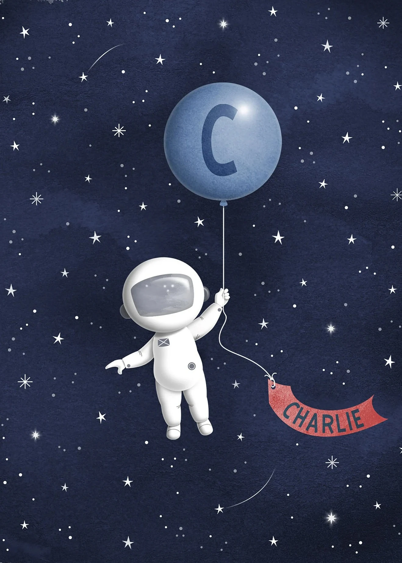 Plakat astronauta i gwiazdy do pokoju dziecięcego Wielo